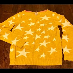 Merona sweater yellow w/ white stars fits small